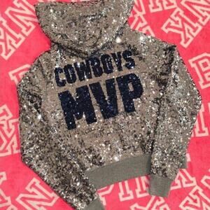 Victoria’s Secret PINK Dallas Cowboys MVP NFL Sequin Bling Full Zip Hoodie - SM